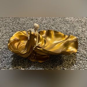 Rare Veronese 2004 Dish Decor Statue Girl Woman Lady Gold Dress Mid Century Mod